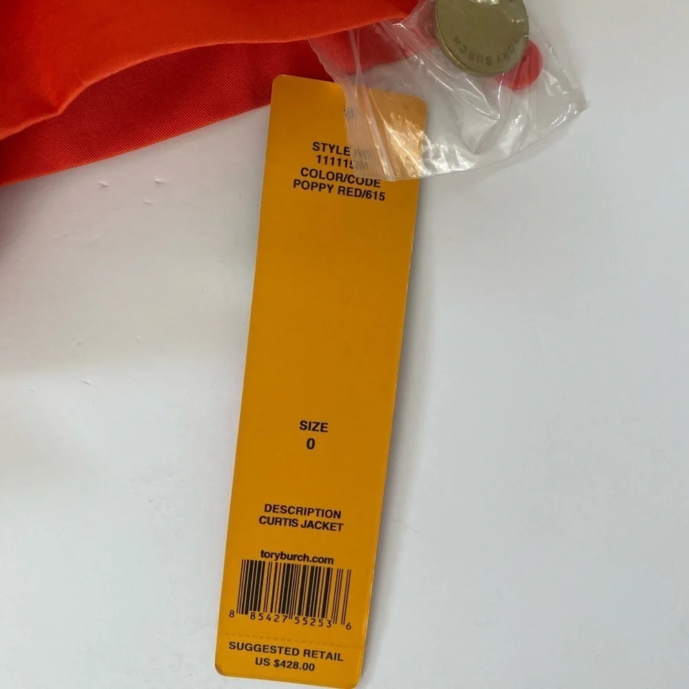 Tory Burch Curtis jacket in Poppy, Sz. 0